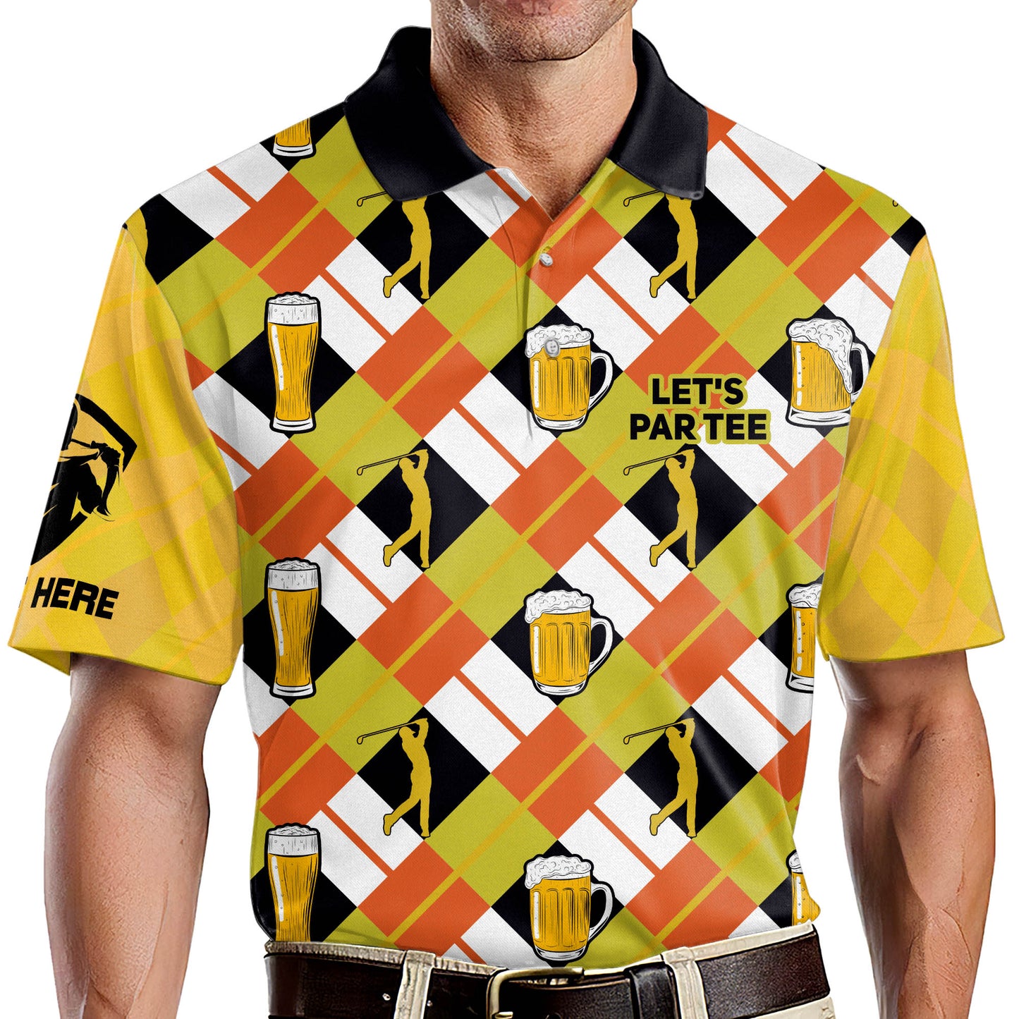 Let's Par Tee Beer Golfer Pattern Golf Polo Shirt GM0173