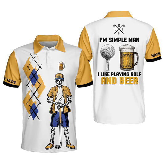 I'm A Simple Man I Like Playing Golf And Beer Polo Shirt GM0154