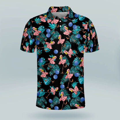 Custom Bowling Shirts For Men - Funny Bowling Team Shirts For Men - Flamingo Bowling Shirt For Men - Mens Tropical Short Sleeve Bowling Shirts BM0122