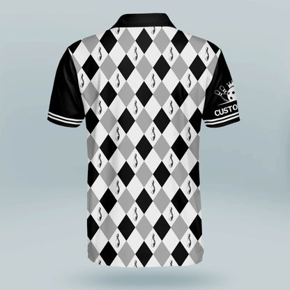 Custom Bowling Shirts For Men - Custom Funny Bowling Shirts For Men With Name - Black And White Pattern Bowling Team Shirts Short Sleeve BM0028