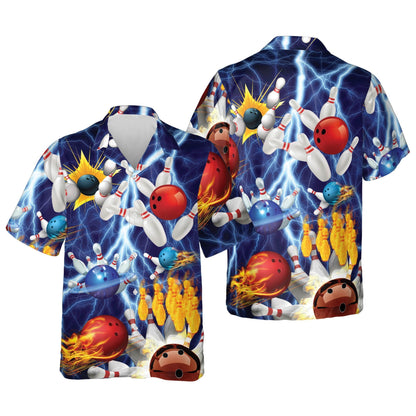 Bowling Button-Down Short Sleeve Hawaiian Shirt, Bowling Hawaiian shirt for men HO2768