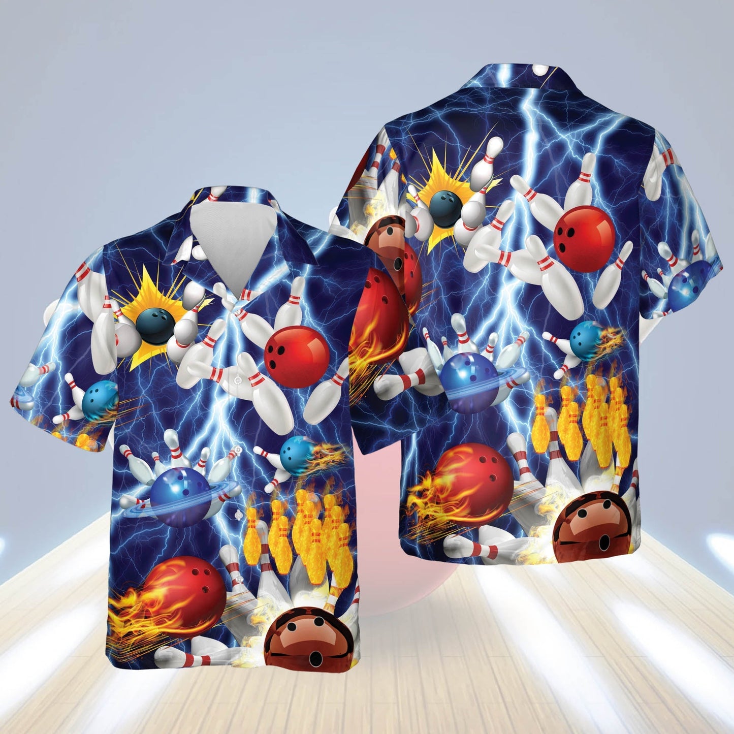 Bowling Button-Down Short Sleeve Hawaiian Shirt, Bowling Hawaiian shirt for men HO2768