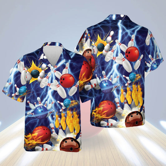 Bowling Button-Down Short Sleeve Hawaiian Shirt, Bowling Hawaiian shirt for men HO2768