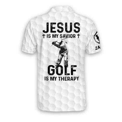 Jesus Is My Savior Golf Is My Therapy Golf Polo Shirt GM0183