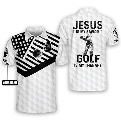 Jesus Is My Savior Golf Is My Therapy Golf Polo Shirt GM0183