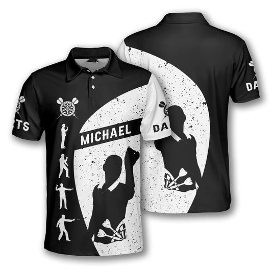 Personalized Black And White Dart Polo Shirt, Posture Through Dart Mens Polo Shirt DMO0210