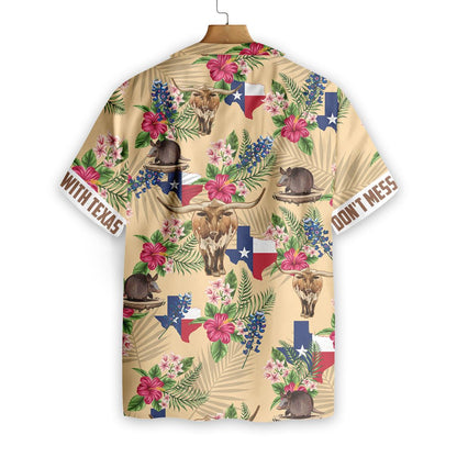Texas Hawaiian Shirt Insignia Bluebonnet Cream Version HO2462