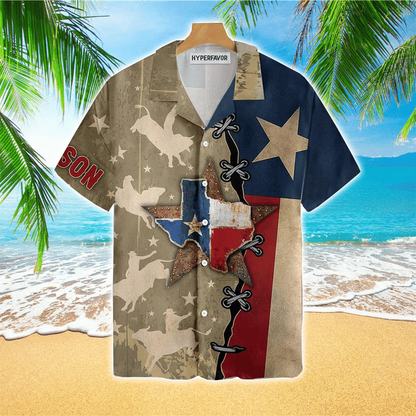 Texas Flag & Rodeo Texas Custom Name Aloha Hawaiian Shirts For Men & For Women HO2412