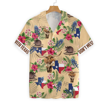 Texas Hawaiian Shirt Insignia Bluebonnet Cream Version HO2462