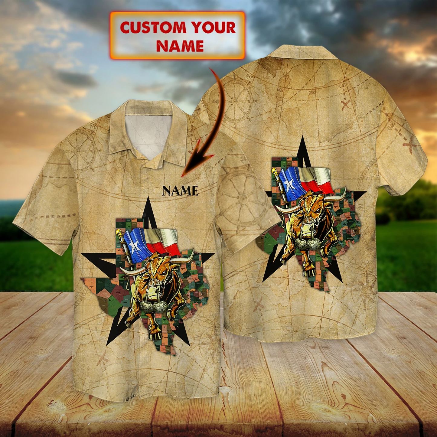 Texas Long Horn Custom name Hawaiian Shirt HO2288