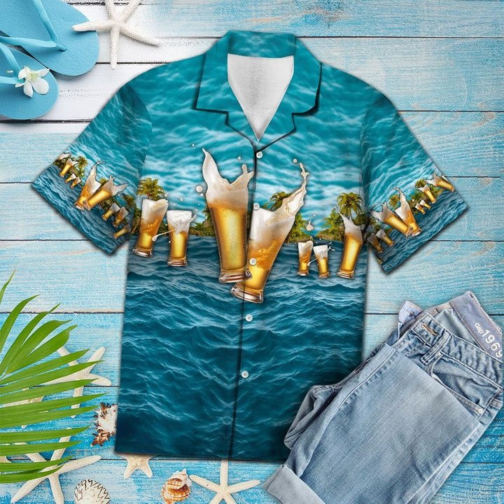 The Beauty Of Nature Beer Blue Ocean Pattern Hawaiian Shirt HO2159
