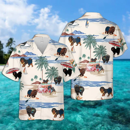 Tibetan Mastiff Summer Beach Hawaiian Shirt, Hawaiian Shirts for Men Short Sleeve Aloha Beach Shirt HO0918