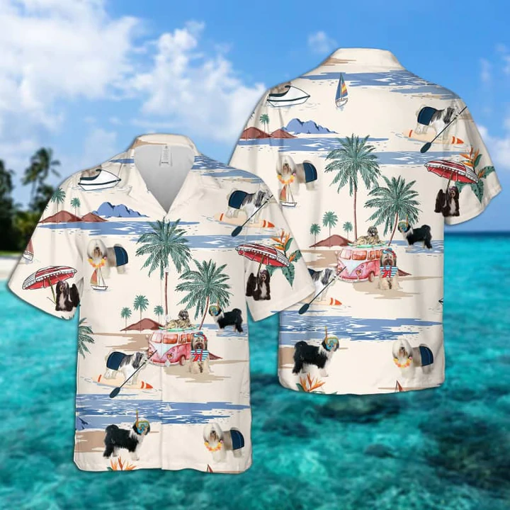 Tibetan Terrier Summer Beach Hawaiian Shirt, Hawaiian Shirts for Men Short Sleeve Aloha Beach Shirt HO0916