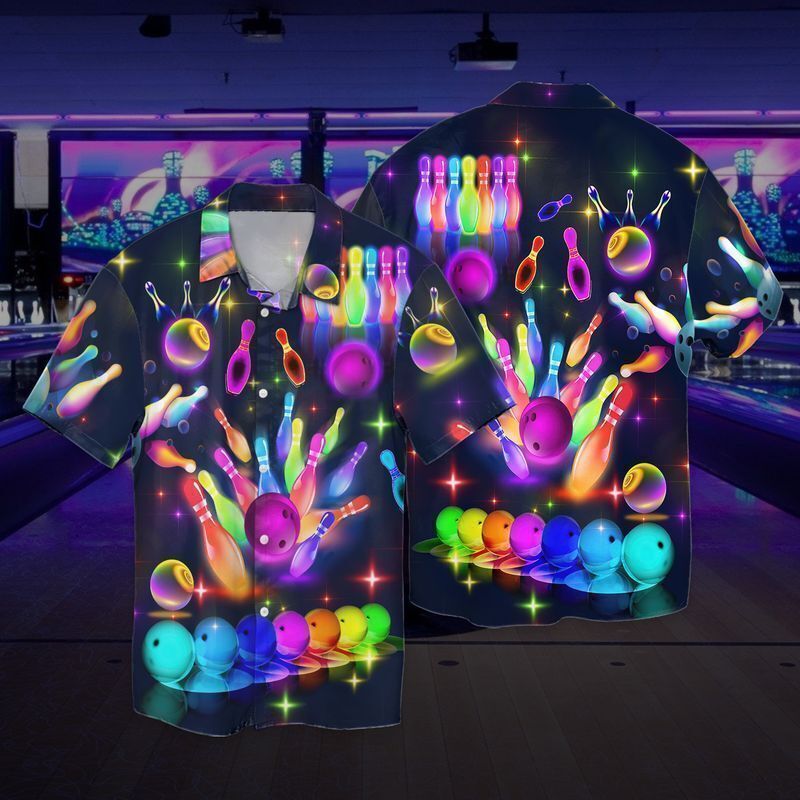 Trend Colorful Bowling Hippie Hawaiian Shirt, All Over Print Bowling Shirt HO0536