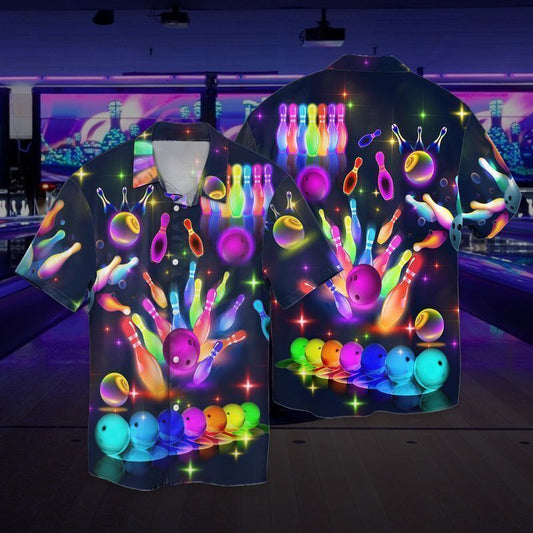 Trend Colorful Bowling Hippie Hawaiian Shirt, All Over Print Bowling Shirt HO0536