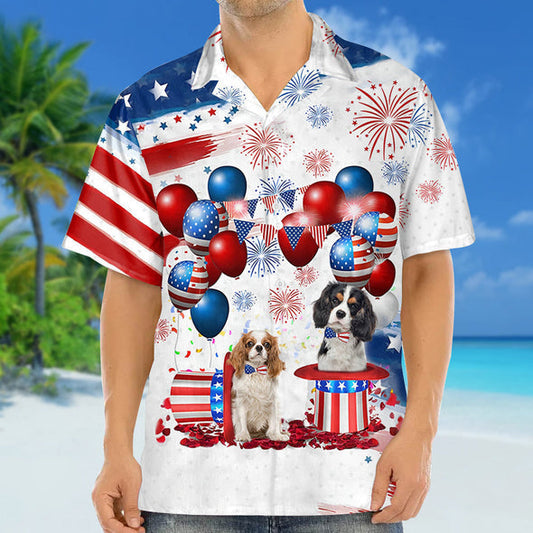 Tricolor Cavalier King Charles Spaniel Independence Day Hawaiian Shirt for men and women, 4th of july hawaiian shirt HO3527