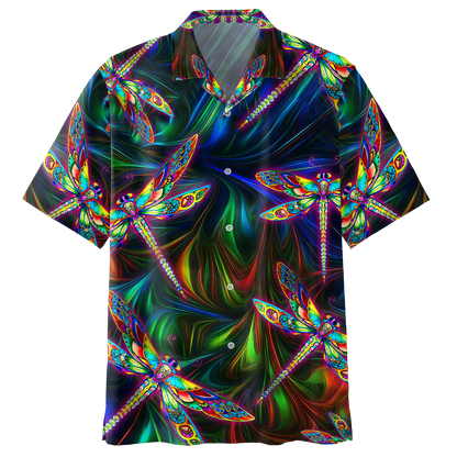Trippy Colorful Dragonfly Psychedelic Hippie Hawaiian Shirt HO1428