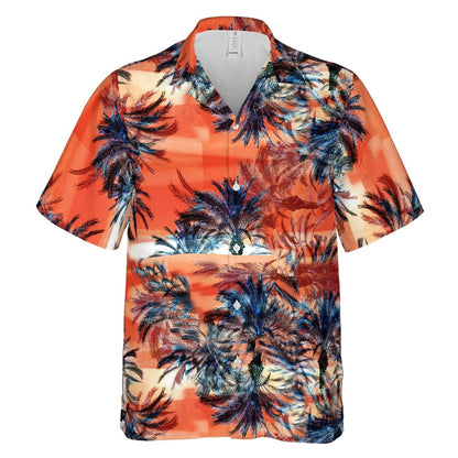 Hawaiian Camp Collar Short Sleeve Button-Down Shirt Tropical Land HO4978