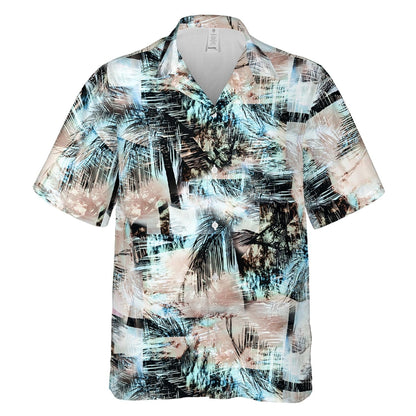 Hawaiian Camp Collar Short Sleeve Button-Down Shirt Tropical Palms Abstract 3D Hawaiian Shirts HO4977