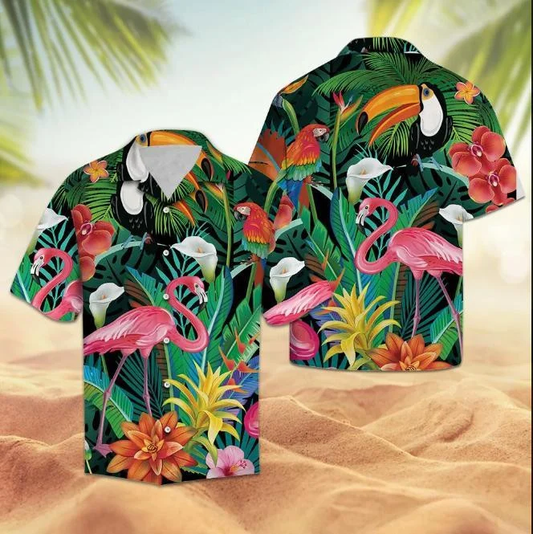 Flamingo Hawaiian shirt, Tropical Animal Species Cool Design Hawaiian Shirt HO1949