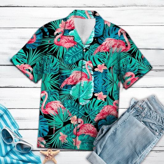 Tropical Flamingo Fascinating Flower Pattern Hawaiian Shirt HO2143
