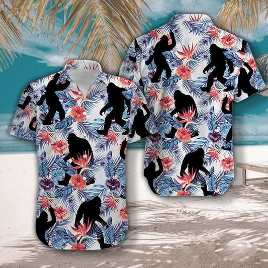 Tropical Flowers Bigfoot Aloha Hawaiian Shirts For Men & For Women HO2366