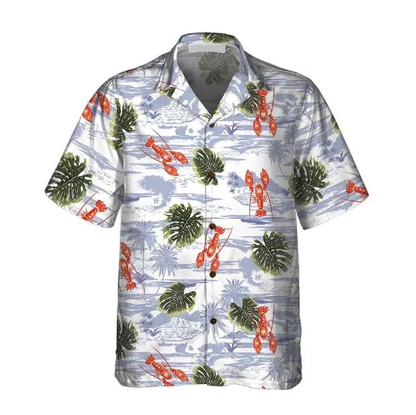 Tropical Pattern And Lobster Monstera Leaves Pattern Hawaiian Shirt HO0771