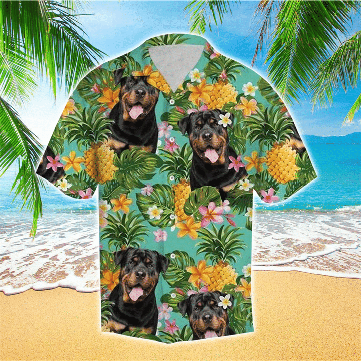 Dog Happy Summer With Rottweiler Edition Hawaiian Shirt, Flowers Aloha Shirt For Dog Lovers HO2450