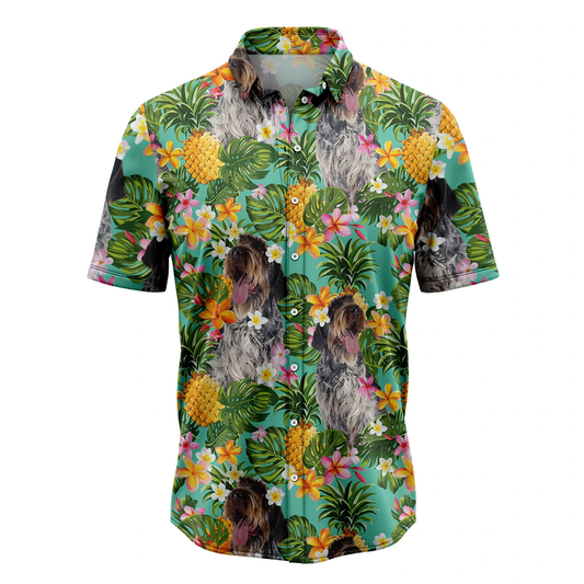 Tropical Pineapple Wirehaired Pointing Griffon Hawaii Shirt, Summer Hawaiian Shirts for Men HO0168