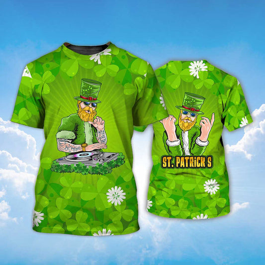 Irish man DJ Funny St Patrick's Day Shirt, All Over Print Shamrock Lucky Shirt PO0220
