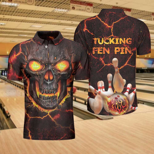Custom Skull Flame Bowling Polo Shirts BO0088