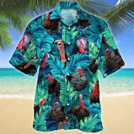 Turkey In Tropical Forest Lovers Gift Hawaiian Shirt, Short Sleeve Hawaiian Aloha Shirt HO1709