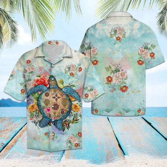 Turtle Flower Summer On Beach Hawaiian Shirt for men and women HO1629
