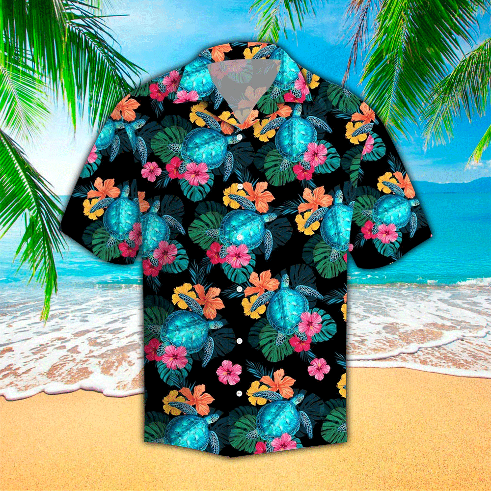 Turtles Pineapple Tropical Polyester Hawaiian Shirt HO1177