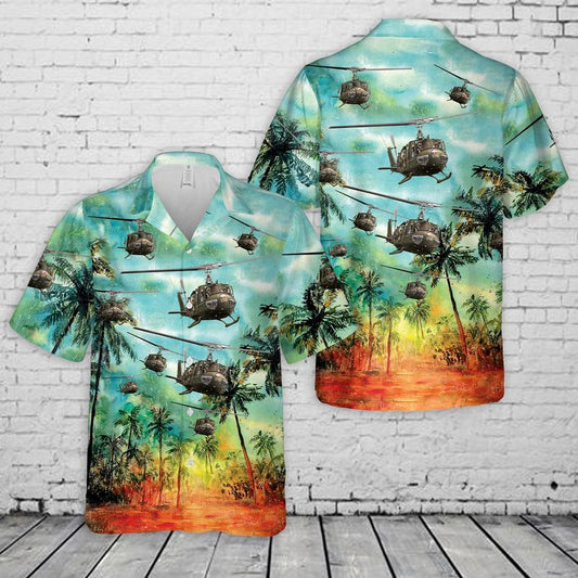 US Army Bell UH-1 Huey Hawaiian Shirt, Short Sleeve Hawaiian shirt for men HO1695
