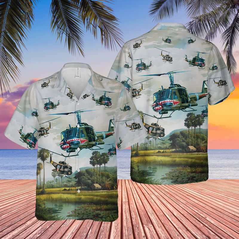 US Army UH-1 Iroquois Huey Hawaiian Shirt HO1698