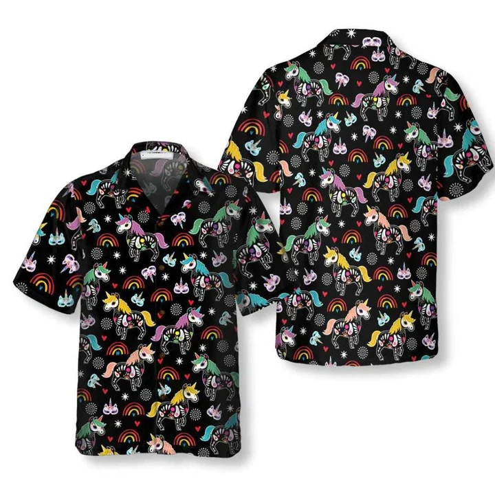 Unicorn Tops Peach Day Of The Dead Hawaiian Shirt HO0766