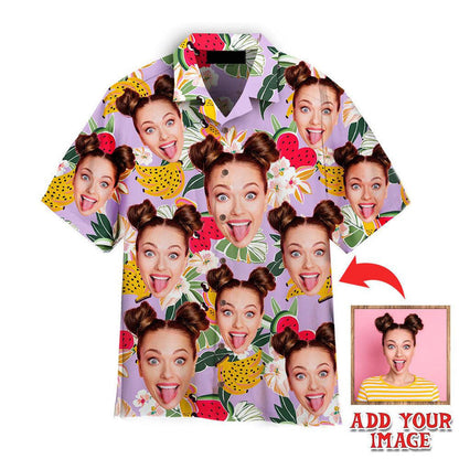 Funny Custom Face Tropical Flower Fruits Custom Hawaiian Shirt, Personalized Hawaiian Shirts, Custom Photo Hawaiian Shirt HO4231