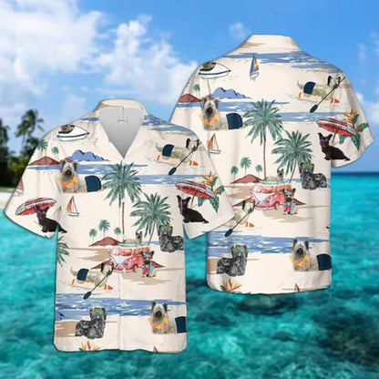 Skye Terrier Summer Beach Hawaiian Shirt, Hawaiian Shirts for Men Short Sleeve Aloha Beach Shirt HO0927