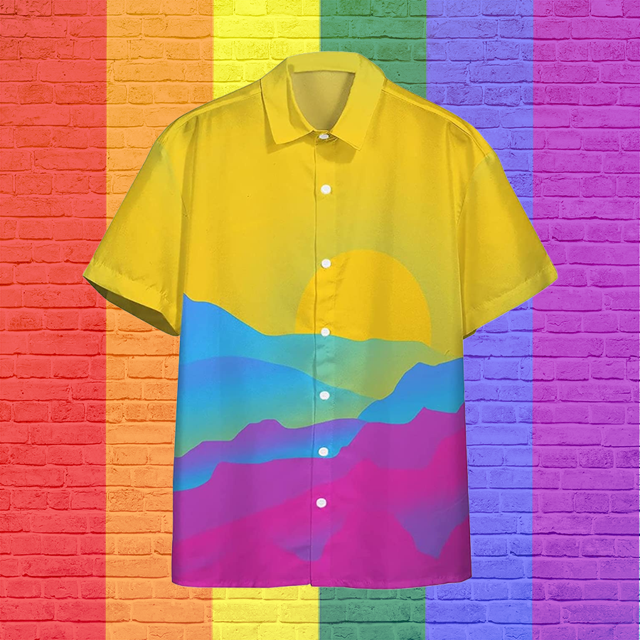 Pans Pride Sunrise Hawaiian Shirt, Lgbt 3D Hawaiian Aloha Shirt, Pansexual Pride Hawaiian Shirt HO4521