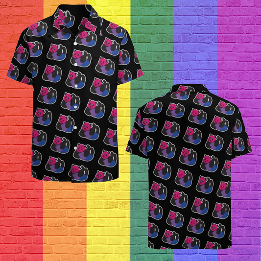 Bisexual Panda Lgbt Pride Hawaiian Vintage Shirt Mens Button Down Plus Size Tropical Hawaii Beach Shirts HO4594