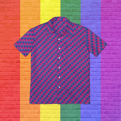 Bisexual Flag Pixels Lgbt Pride Gaymer Hawaiian Vintage Shirt Mens Button Down Plus Size Tropical Hawaii Beach Shirts HO4605