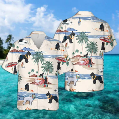 Giant Schnauzer Summer Beach Hawaiian Shirt, Hawaiian Shirts for Men Short Sleeve Aloha Beach Shirt HO0937