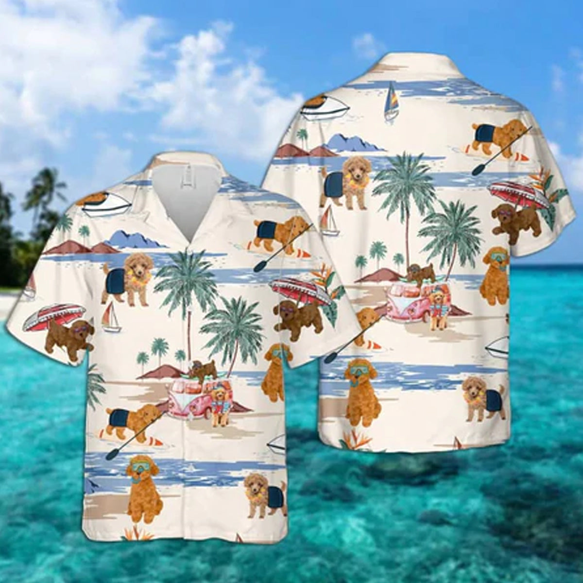Toy Poodle Summer Beach Hawaiian Shirt, Hawaiian Shirts for Men Short Sleeve Aloha Beach Shirt HO0915
