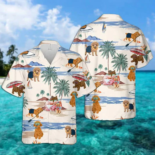 Toy Poodle Summer Beach Hawaiian Shirt, Hawaiian Shirts for Men Short Sleeve Aloha Beach Shirt HO0915