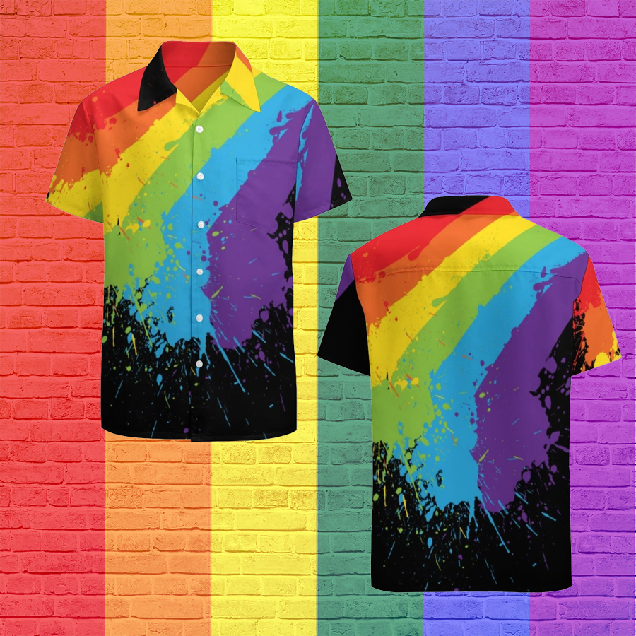 Rainbow Gaymer Lgbt Pride Hawaiian Vintage Shirt Mens Button Down Plus Size Tropical Hawaii Beach Shirts HO0347