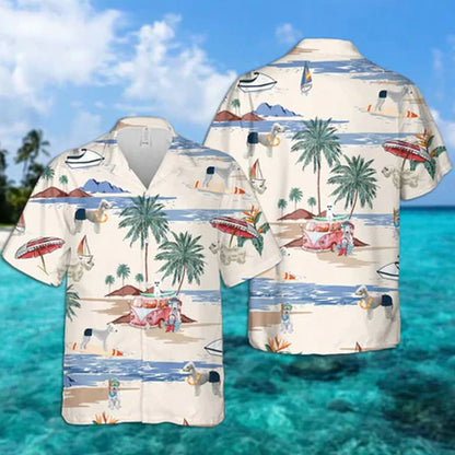 Bedlington Terrier Summer Beach Hawaiian Shirt, Hawaiian Shirts for Men, Hawaiian Shirts for Men, Aloha Beach Shirt HO0999
