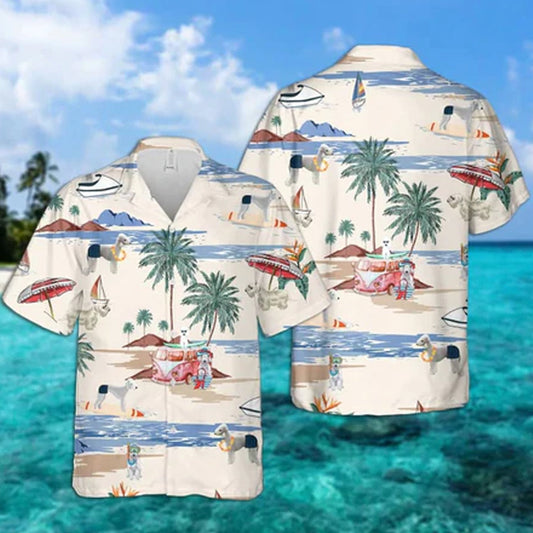Bedlington Terrier Summer Beach Hawaiian Shirt, Hawaiian Shirts for Men, Hawaiian Shirts for Men, Aloha Beach Shirt HO0999
