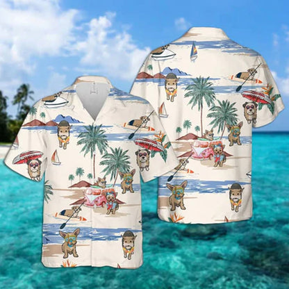Chorkie Summer Beach Hawaiian Shirt, Hawaiian Shirts for Men Short Sleeve Aloha Beach Shirt HO0967