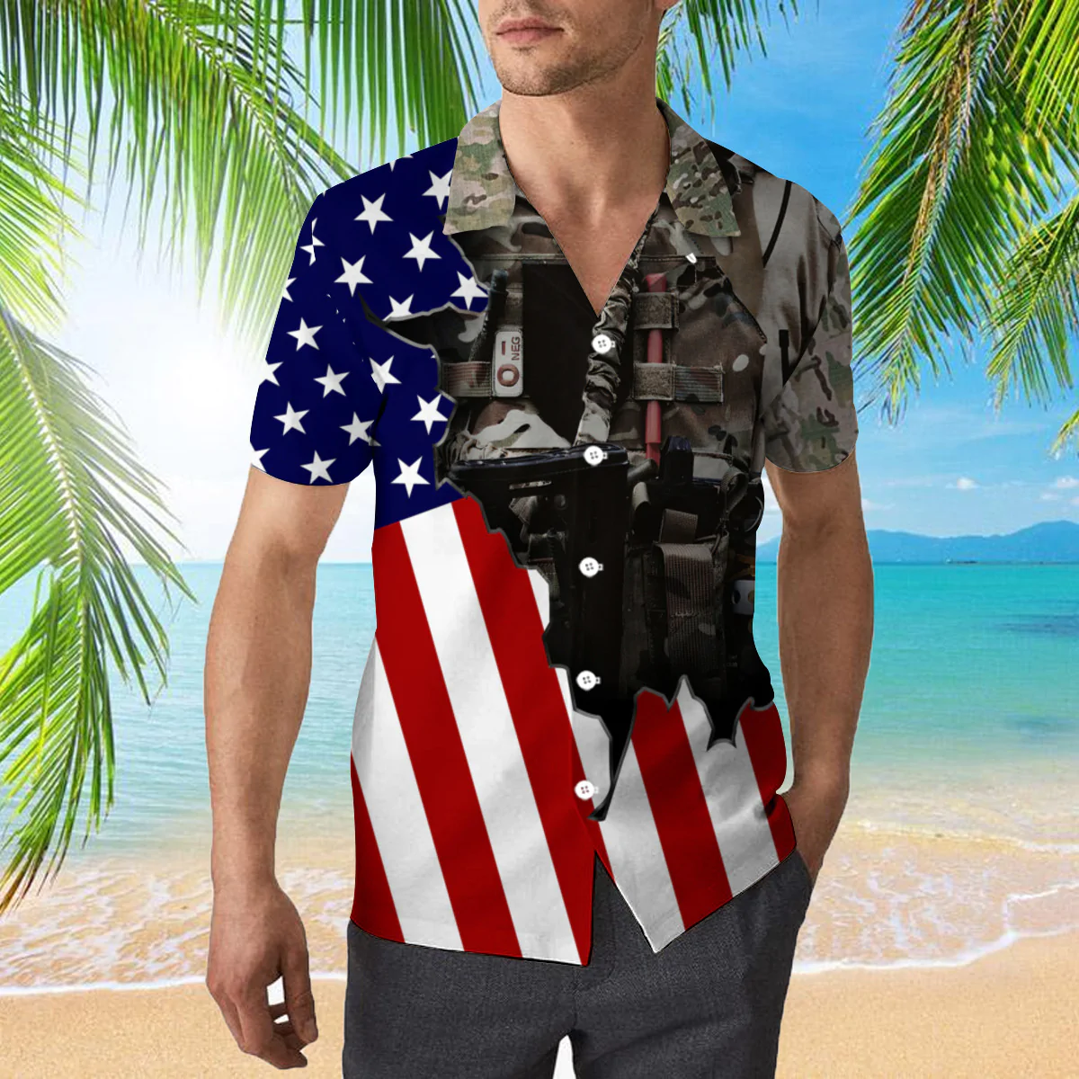 Us Army Uniform American Flag Patriotic Hawaiian Shirt HO0551